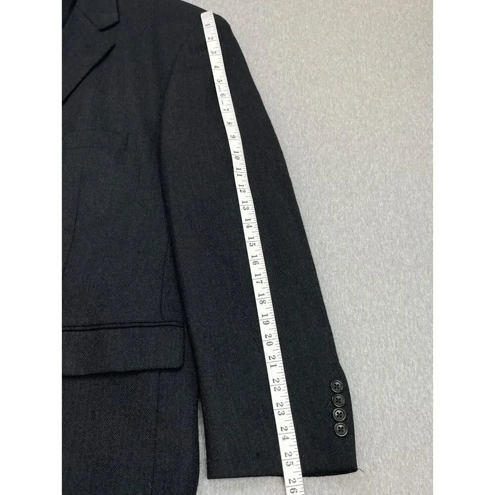 Joseph & Feiss Blazer Mens 52R Gray Herringbone‎ 100% Lambswool 2-Button Jacket